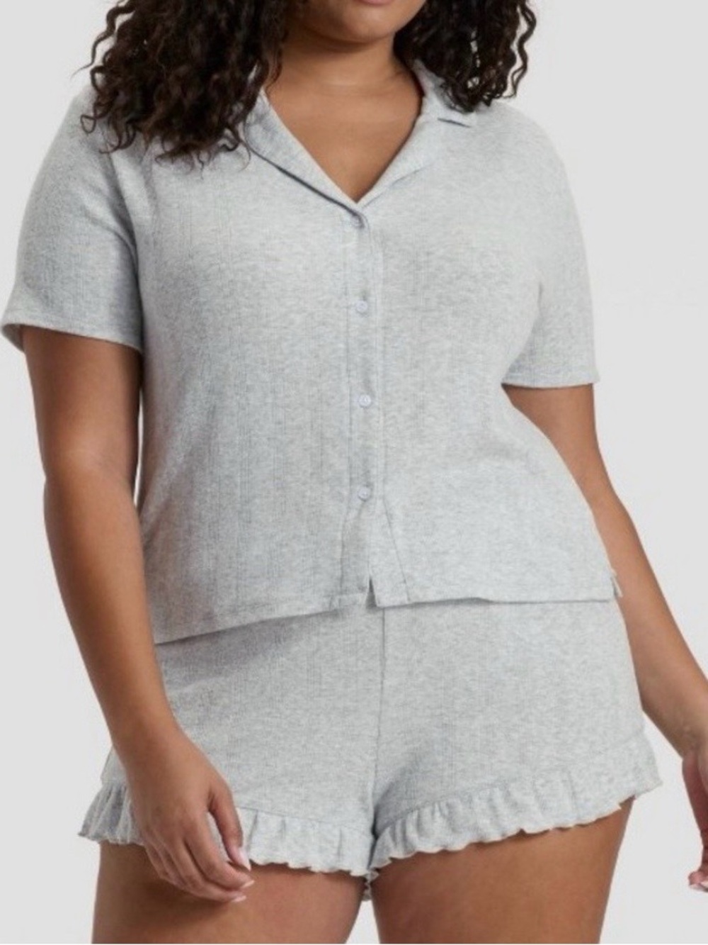 wild fable Light Heather Gray Short-Sleeve Knit Pajama Set